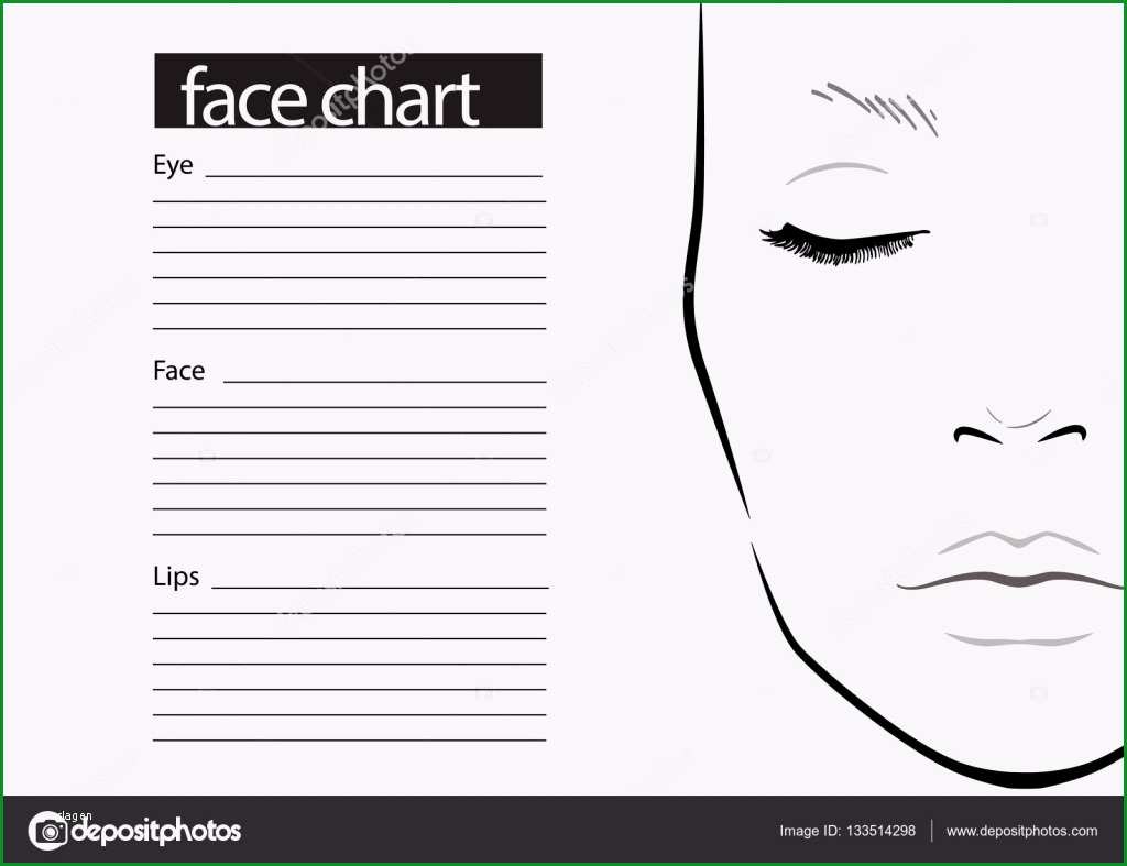 stock illustration face chart makeup artist blank