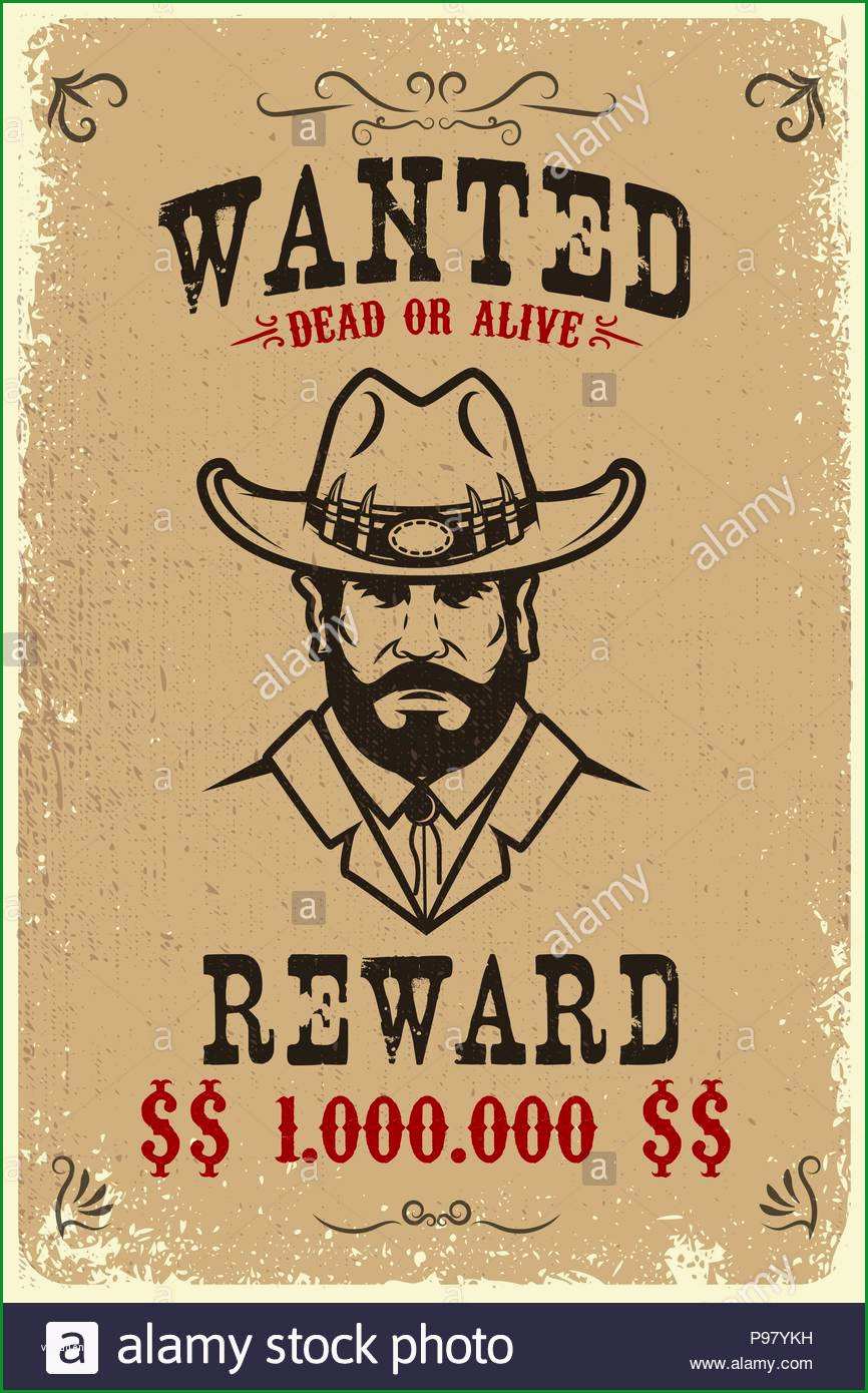 jahrgang wollte plakat vorlage mit alten papier textur hintergrund wild west thema vector illustration image