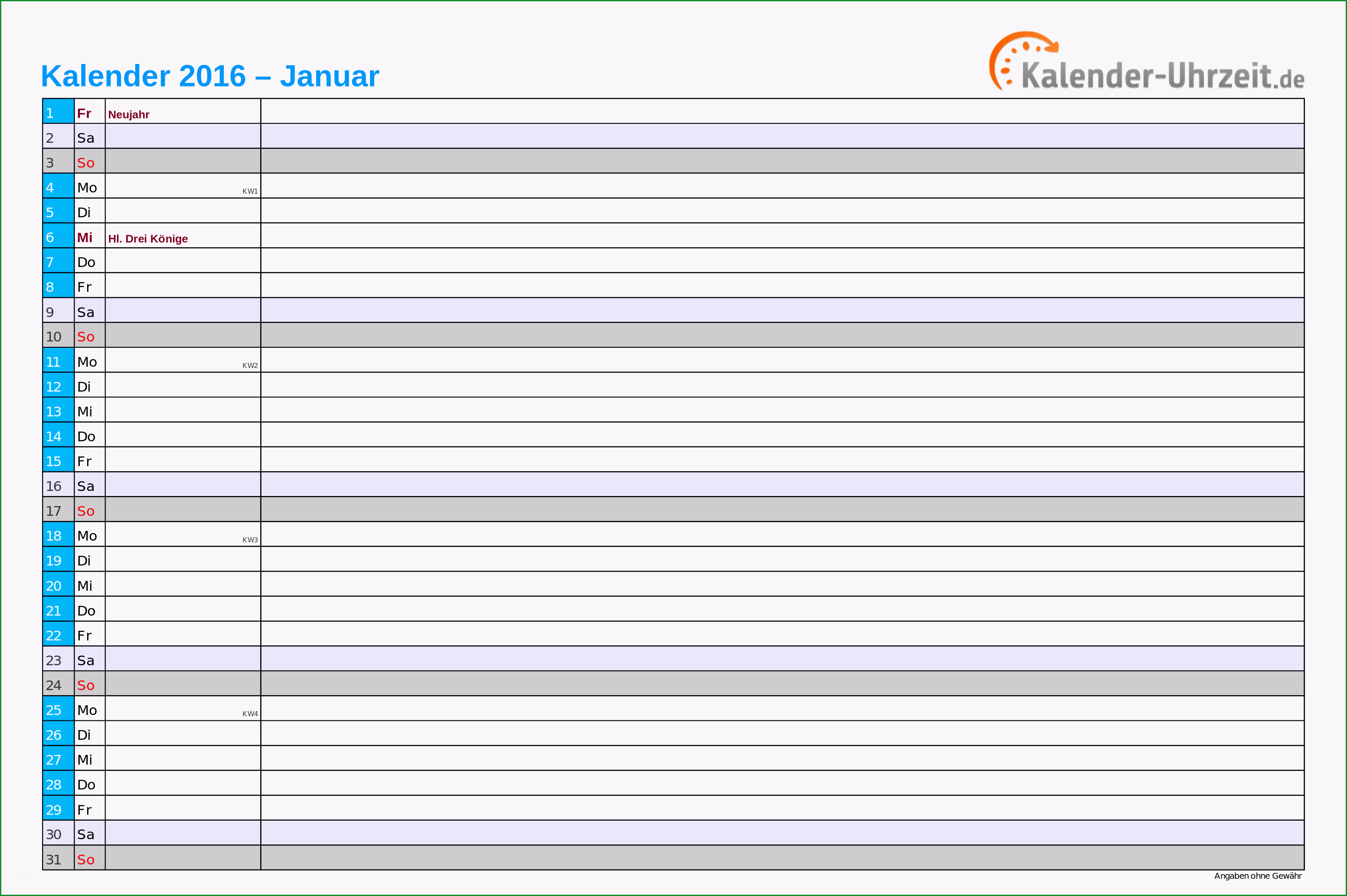 kalender 2016