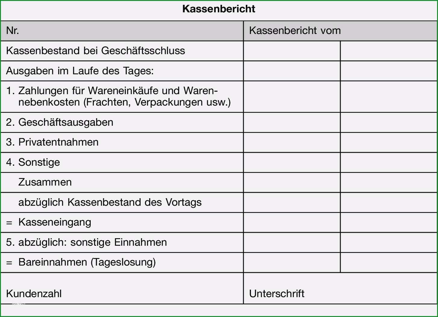 Überraschen Kassenbericht Muster Kostenlos Einzigartig Eigenbeleg