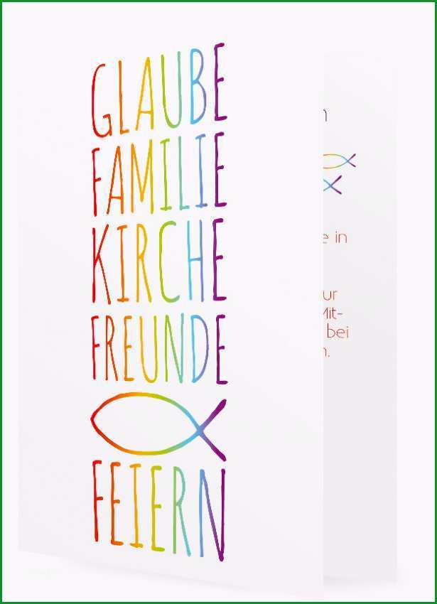 Kommunion Einladungskarte Vorlage grosse Schrift und Fisch in bunt 1263