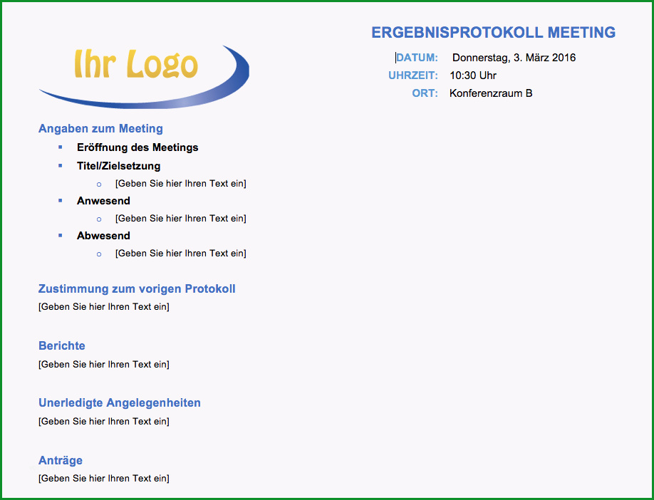 kostenlose protokollvorlagen fur microsoft word