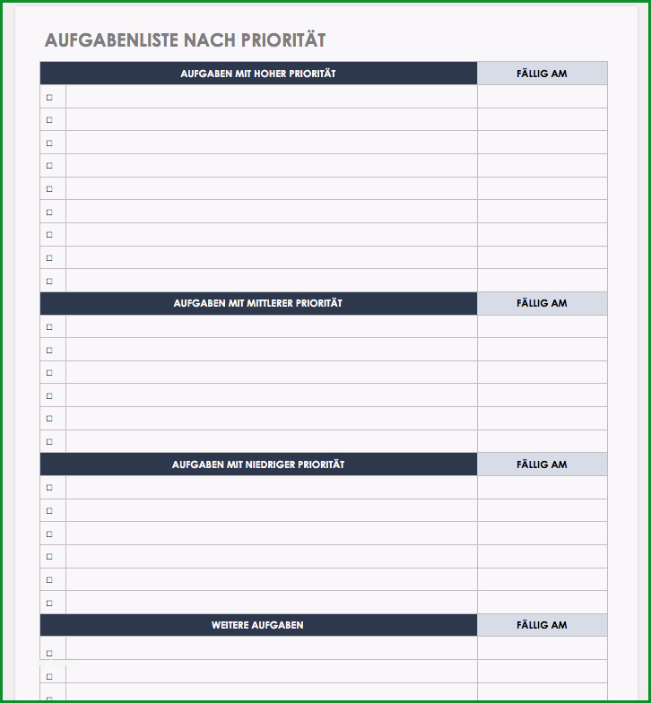 kostenlose vorlagen fuer aufgabenlisten