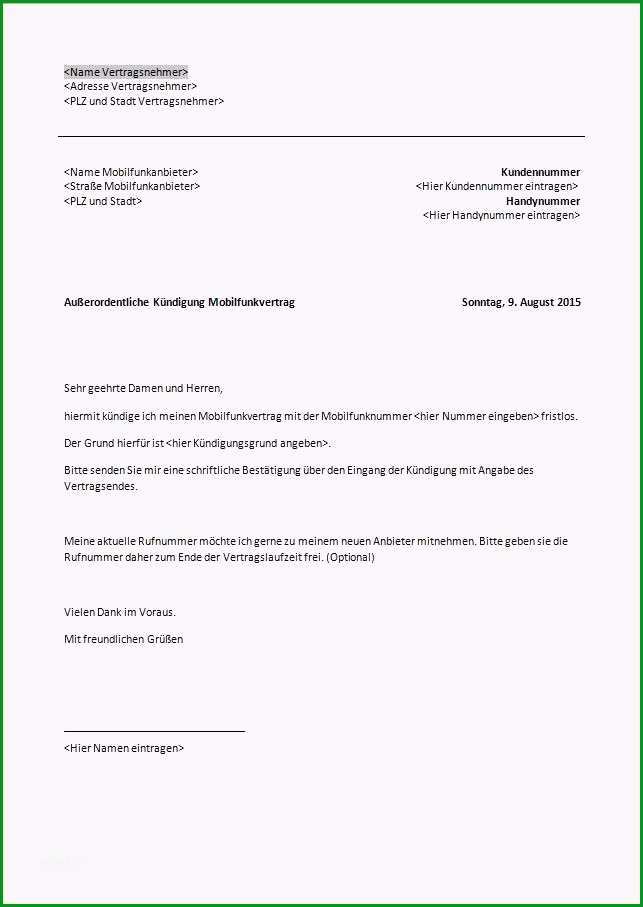 kundigung telekom umzug sonderkundigungsrecht vorlage