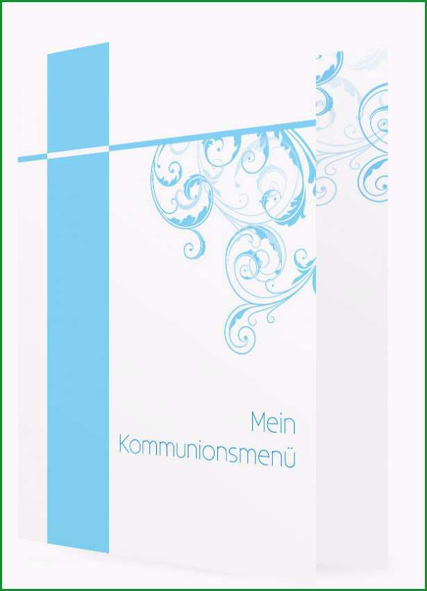 Menuekarten Vorlage Hellblaue Karte mit Ornament 1135