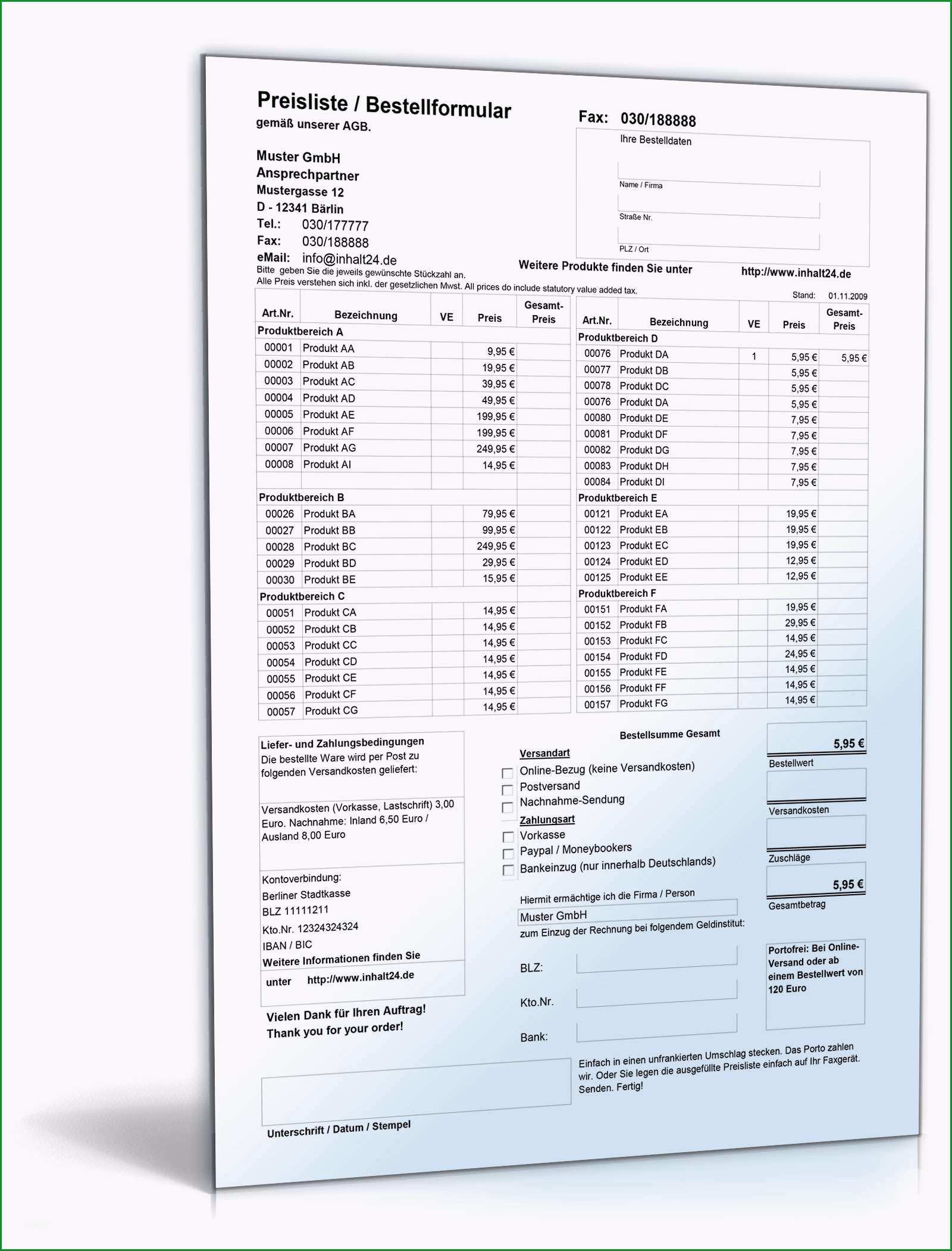 genial einfache preisliste mit excel