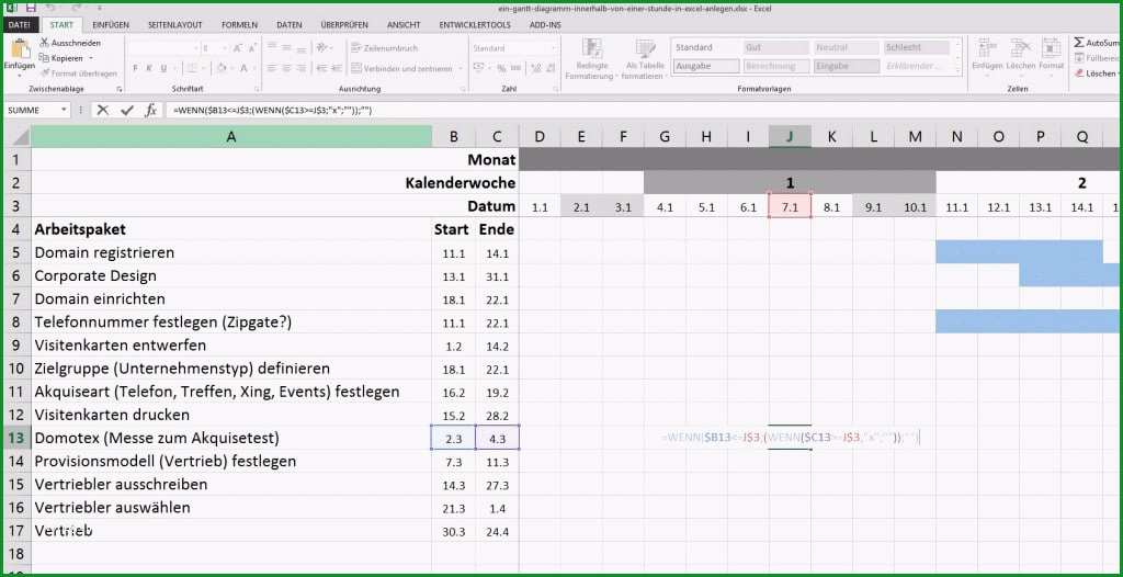 ein gantt diagram innerhalb von einer stunde anlegen