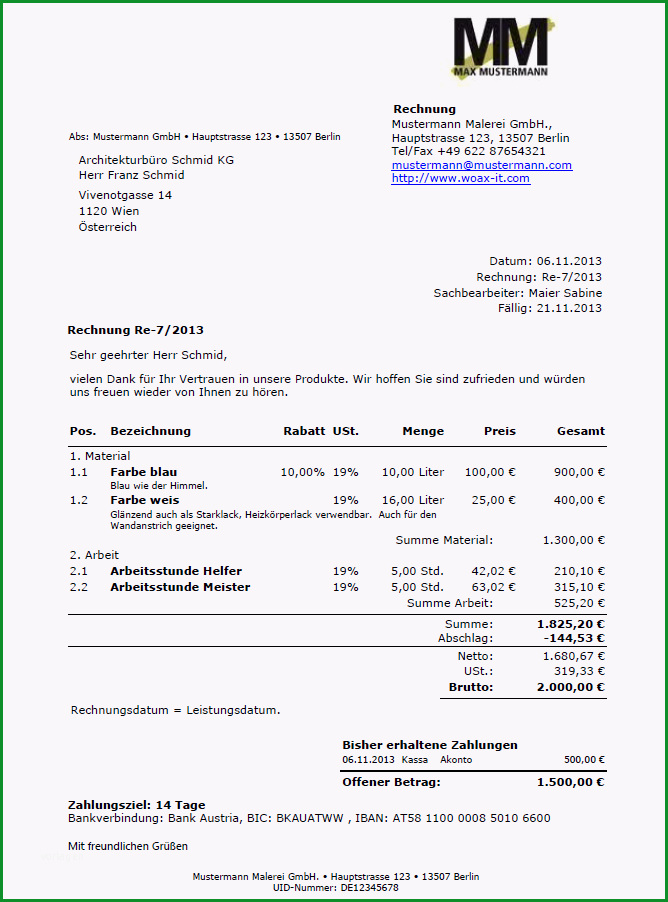 rechnung schreiben