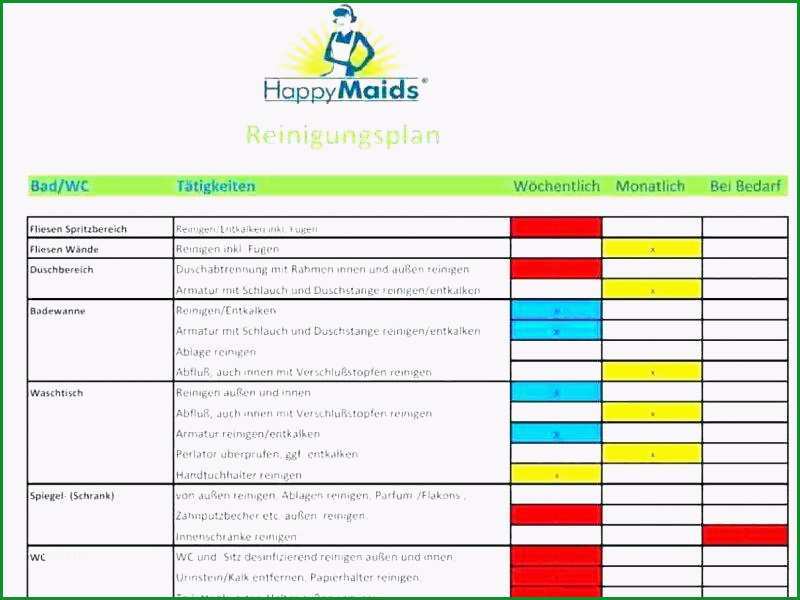 reinigungsplan muster gastronomie 1 4 reinigungsplan gastronomie vorlage excel
