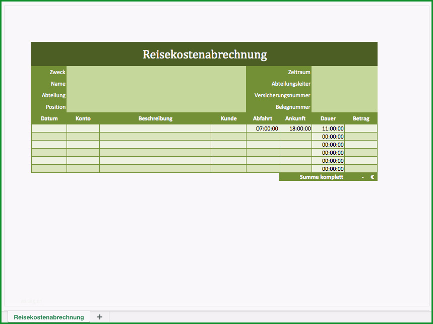 reisekostenabrechnung als excel vorlage