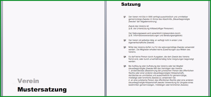 schlichte vereins satzung mustervorlage