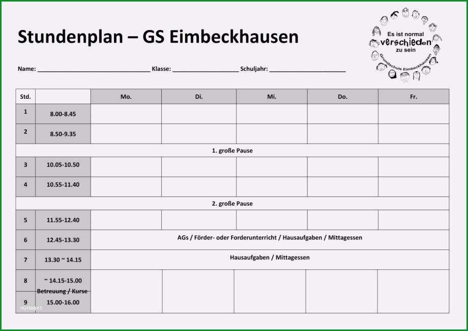 stundenplan vorlage grundschule beste groszugig grundschule stundenplan vorlage bilder