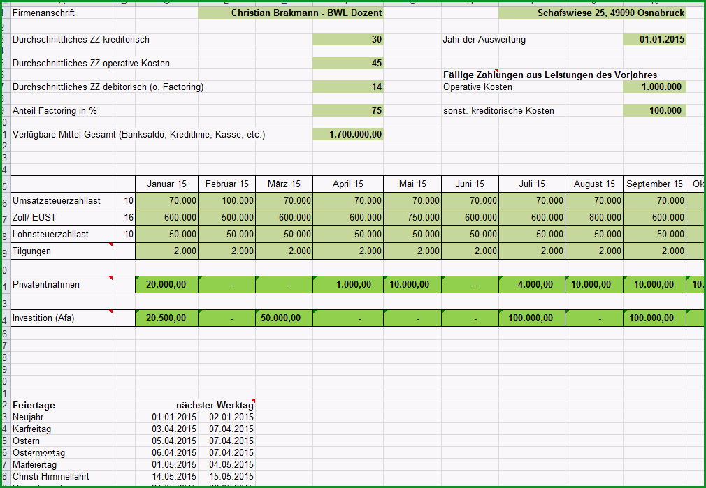 Tool Liquiditaetsplanung