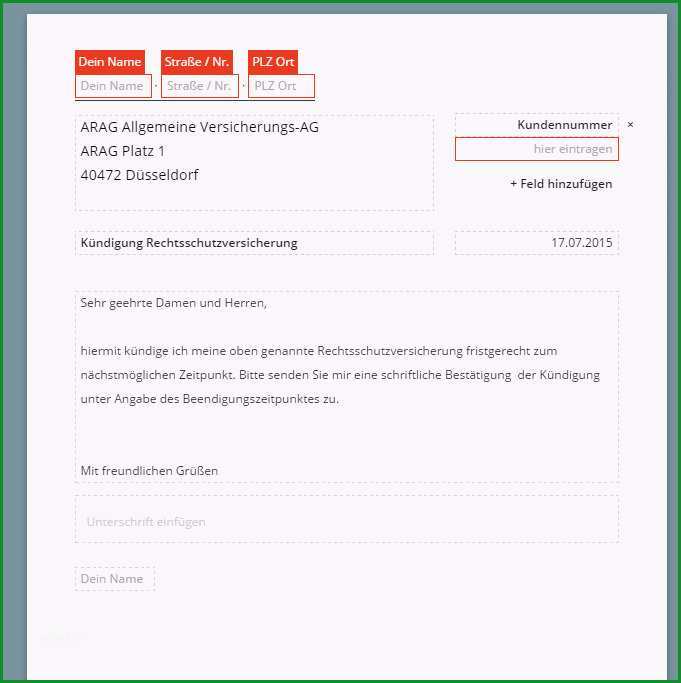 Überraschen Unfallversicherung Kündigen Vorlage – Vorlagens Download