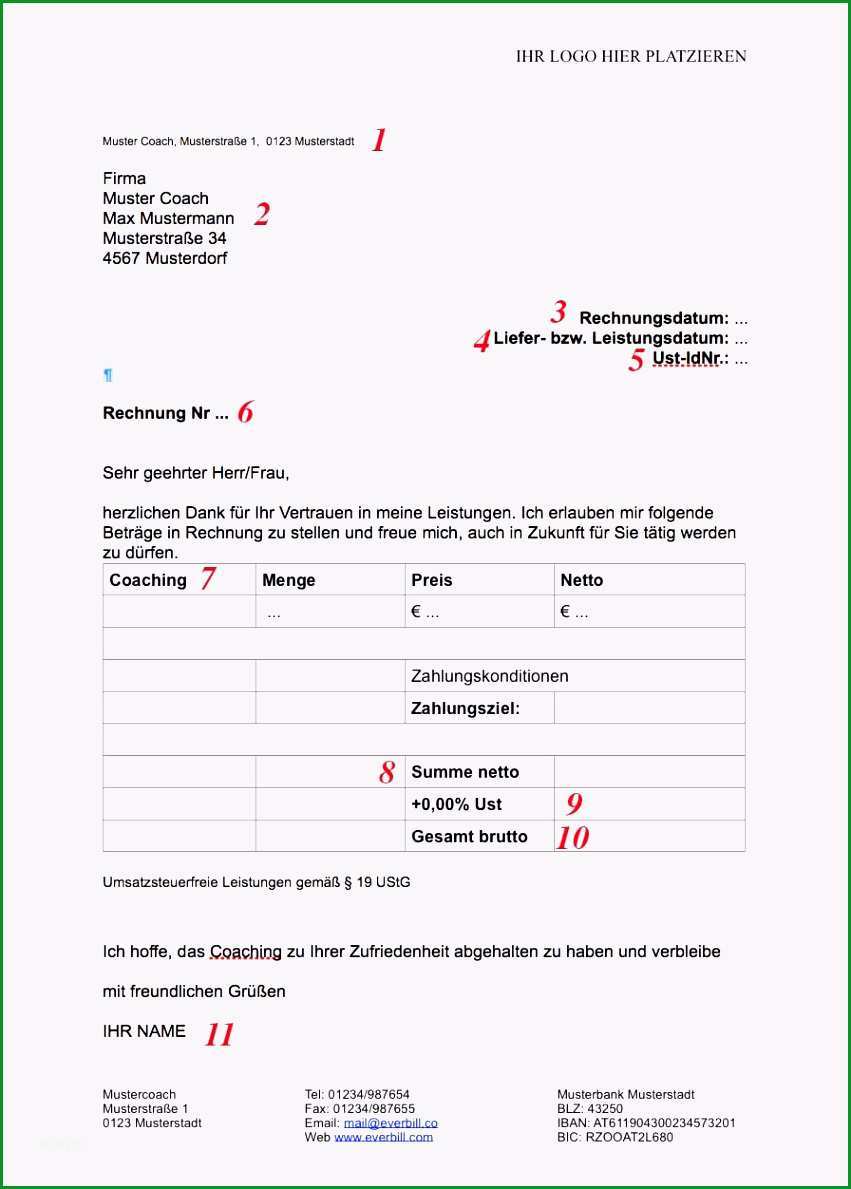 11 honorarrechnung vorlage
