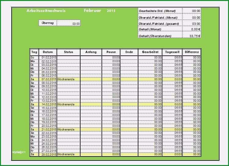 15 arbeitsstunden pro monat vorlage