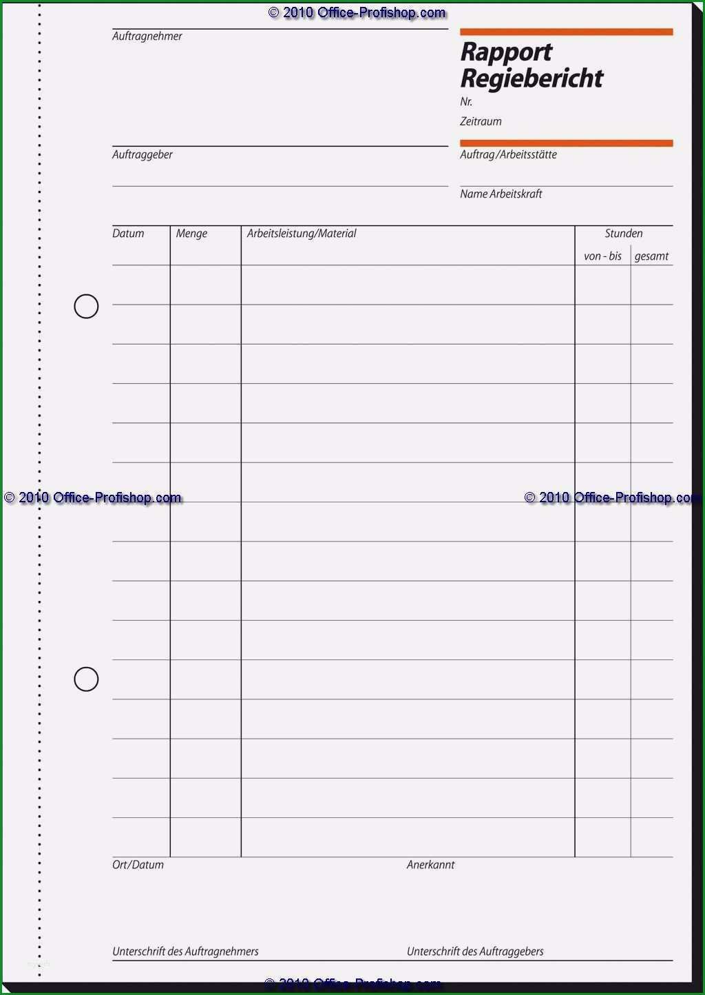 19 rapportzettel vorlage