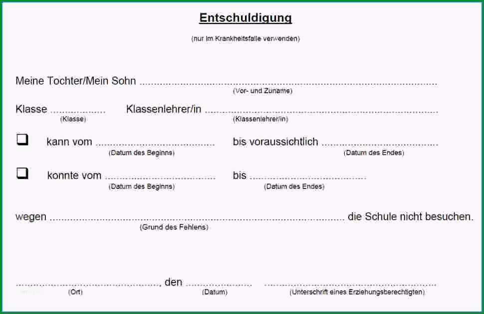 20 entschuldigung fur schule vorlage