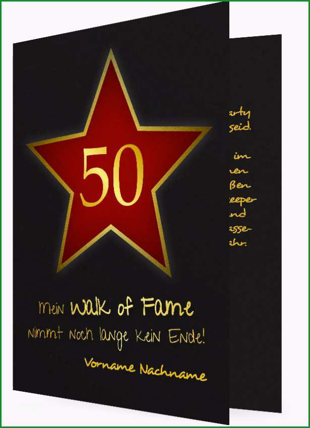 50 Geburtstag Einladungskarten Vorlage Walk of fame 1070