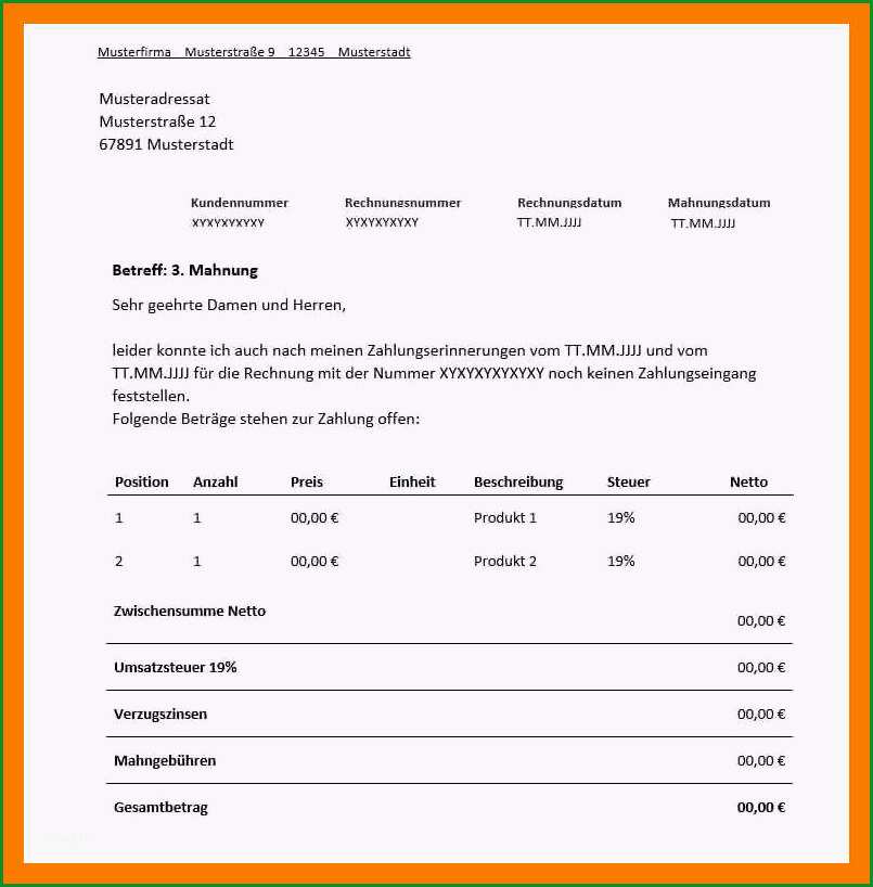 7 vorlage mahnung mit verzugszinsen