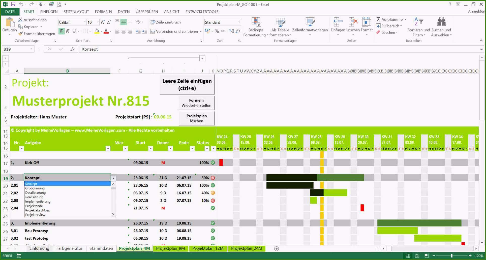 7 zeitplan erstellen excel vorlage