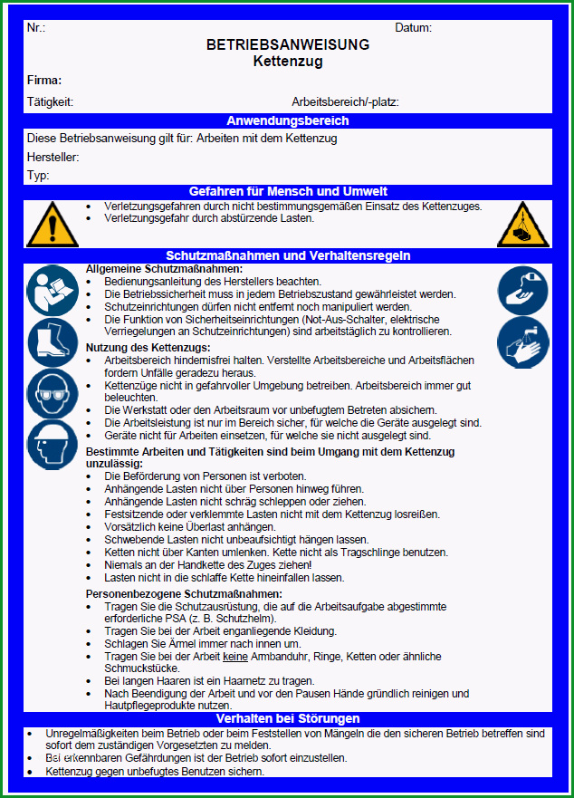 betriebsanweisung muster