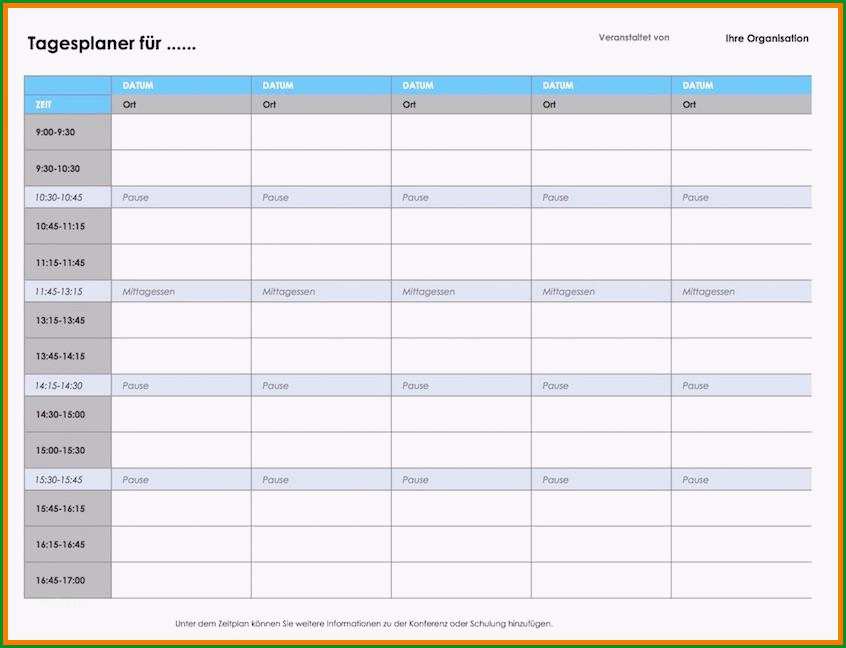 9 wochenplaner excel vorlage kostenlos