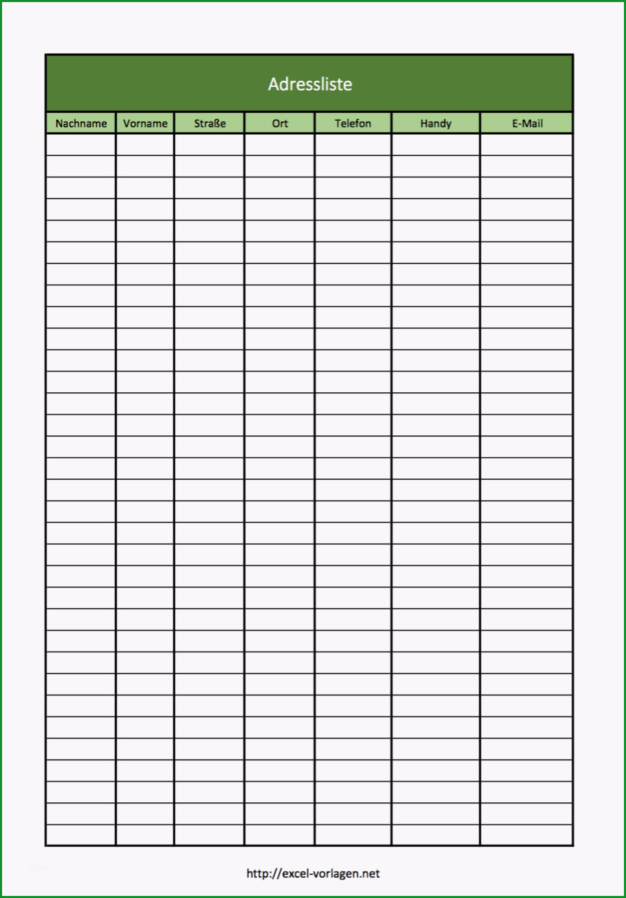 adressenliste und adressbuch als excel vorlage