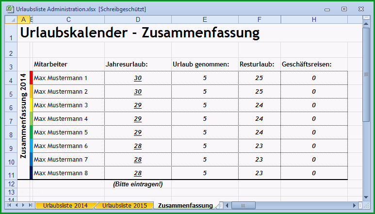 ansprechender excel urlaubskalender fuer den arbeitsplatz