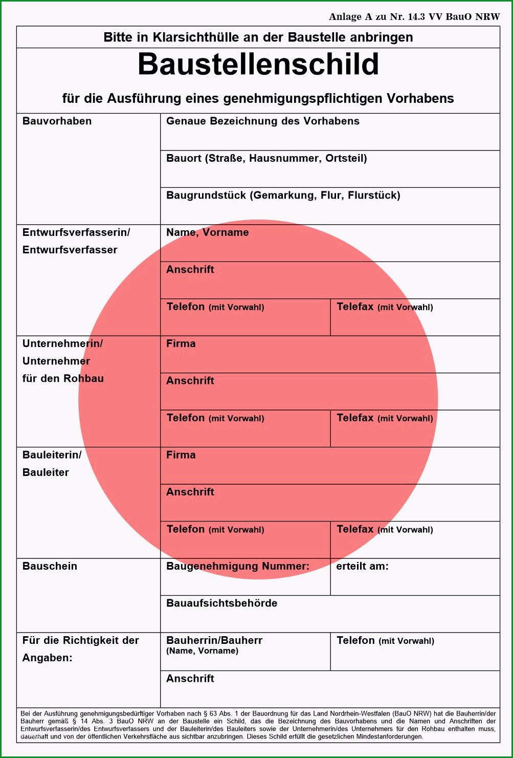 Baustellenschild