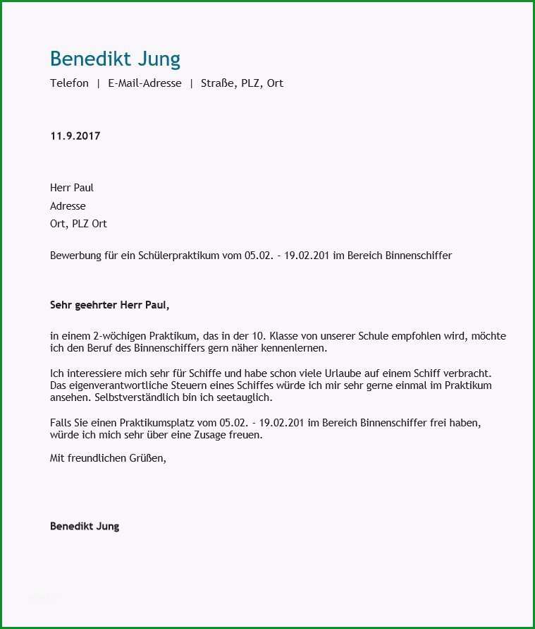 bewerbung fuer das schuelerpraktikum