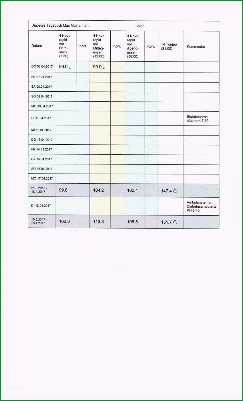 blutzucker tabelle vorlage neu personliches diabetes tagebuch fur windows