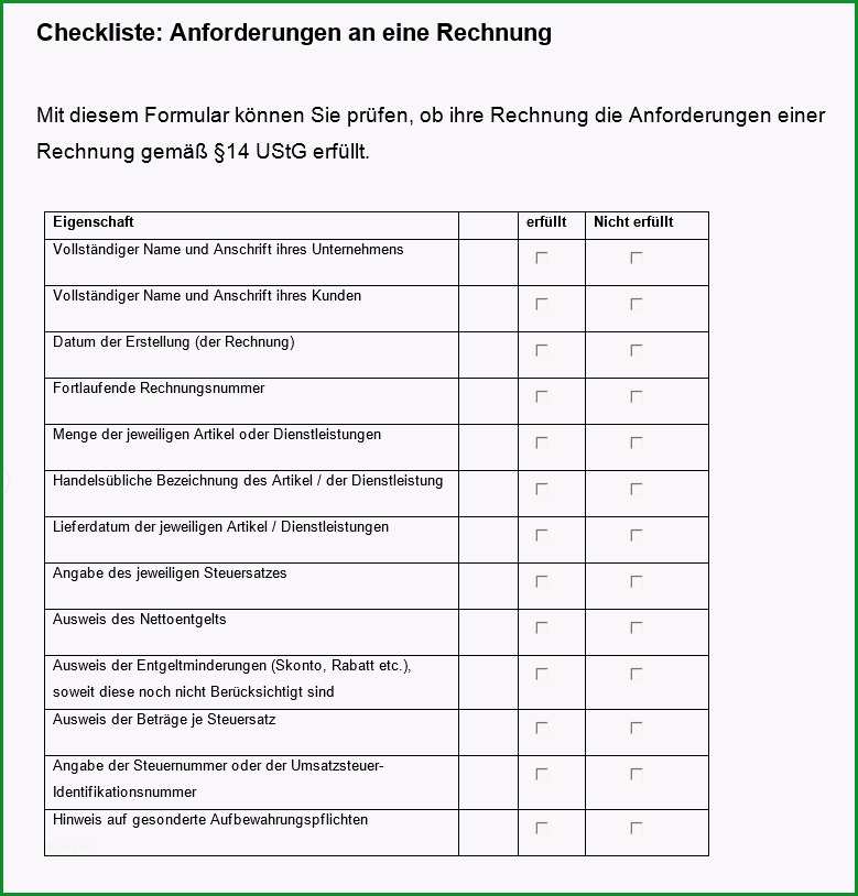 Checkliste Rechnungen