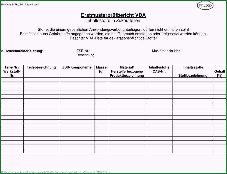 erstmusterprufbericht vda vorlage konventionel erstmusterprufbericht vda vorlage excel fabelhaft nachbemusterung