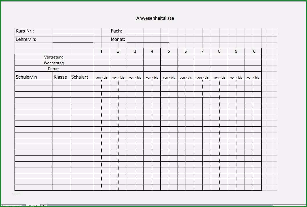 excel vorlage tabelle schon gallery of excel vorlage anwesenheitsliste kostenlos excel