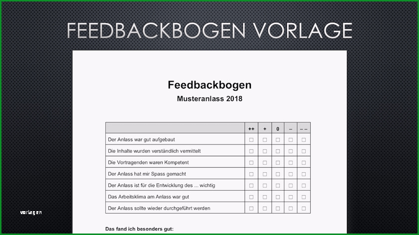 feedbackbogen vorlage