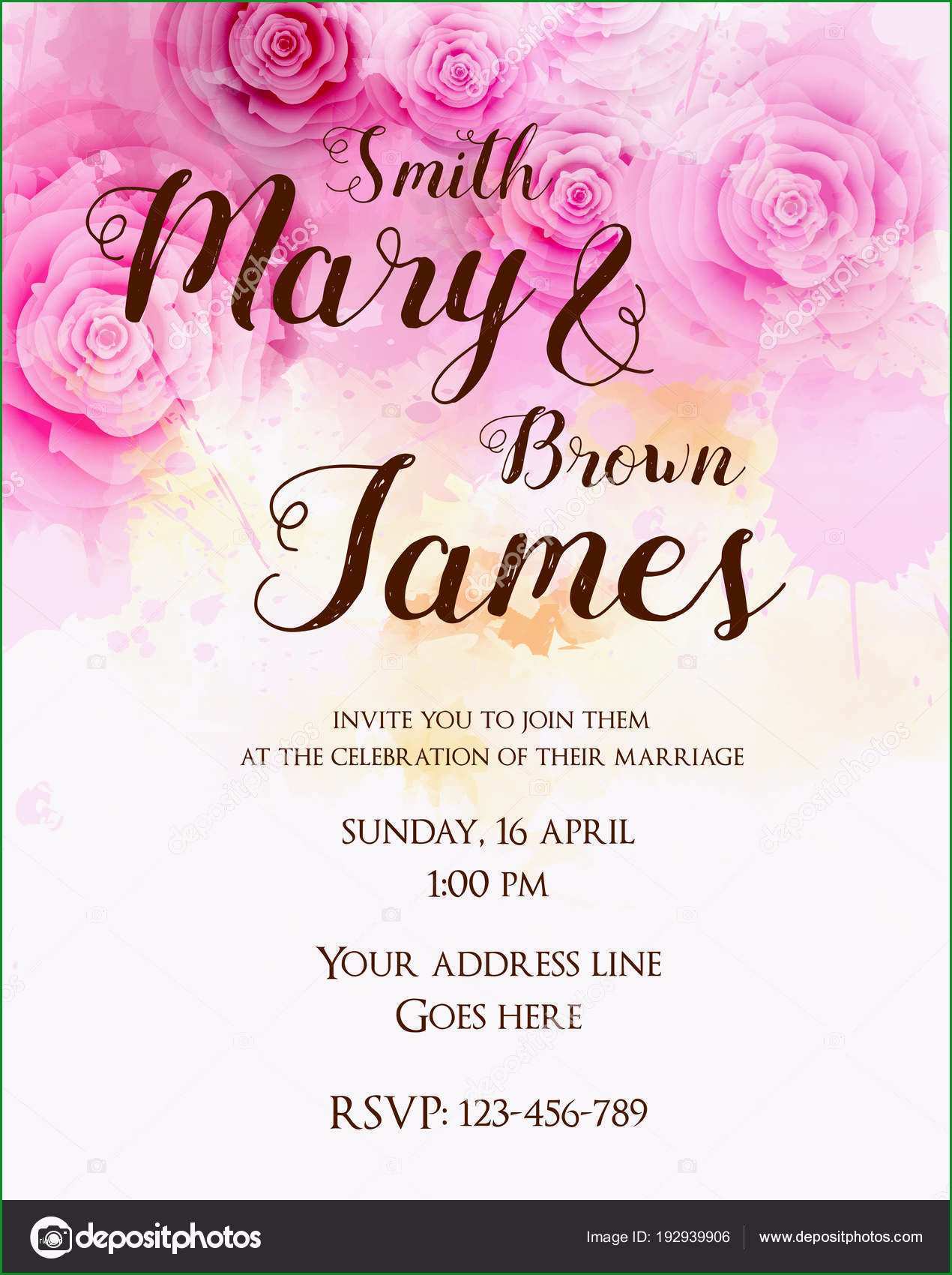 stock illustration floral invitation wedding template