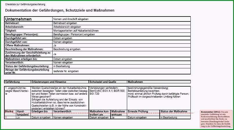 gefahrdungsbeurteilung brandschutz vorlage regelmasigbemerkenswert gefahrdungsbeurteilung geruste und fahrbare arbeitsbuhnen