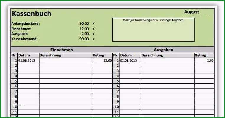 kassenbuch excel