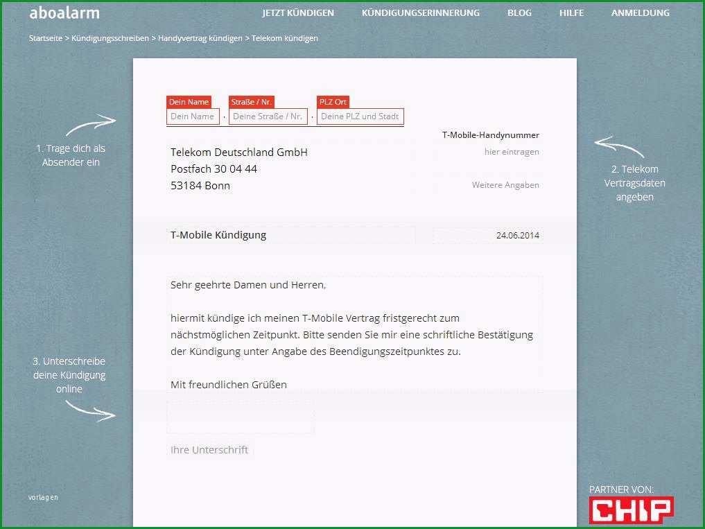 kundigung t mobile vorlage