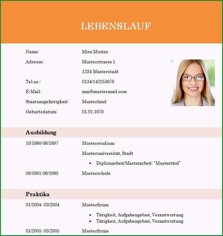 lebenslauf muster student