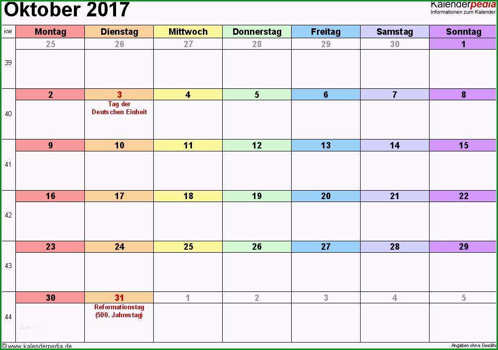 Ungewöhnlich Lernplan Vorlage Excel Schön Kalender Oktober 2017 Als Pdf