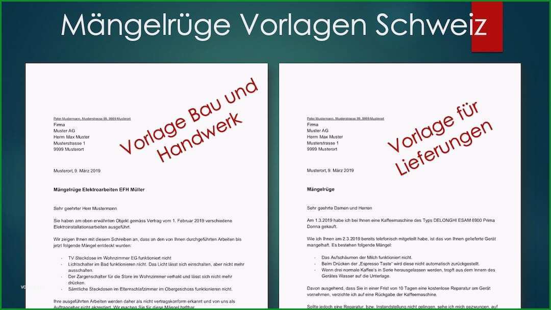 vorlage maengelruege