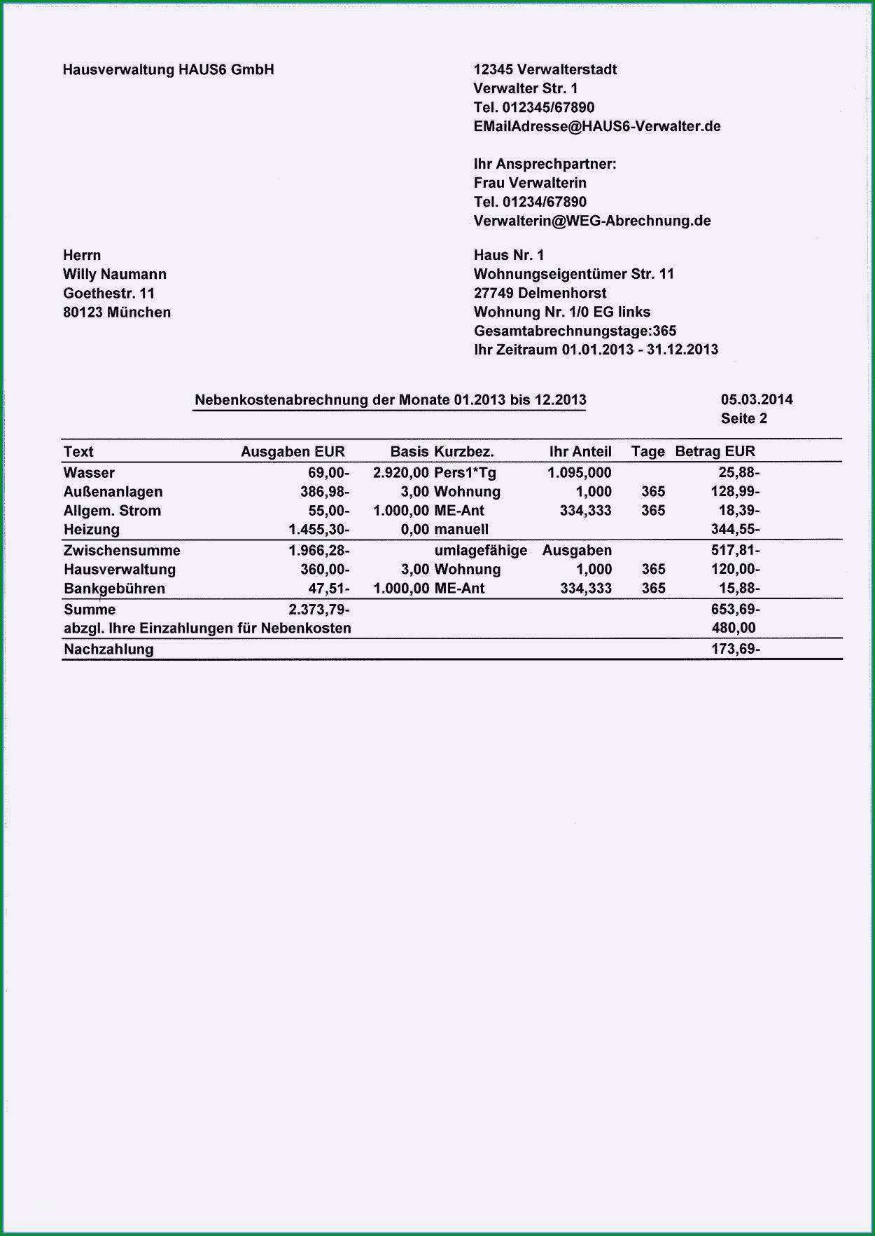 nebenkostenabrechnung vorlage fur vermieter nutzlich nebenkostenabrechnung erstellen muster pdf vorlage