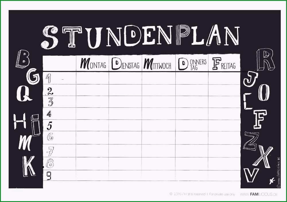 stundenplan vorlage grundschule