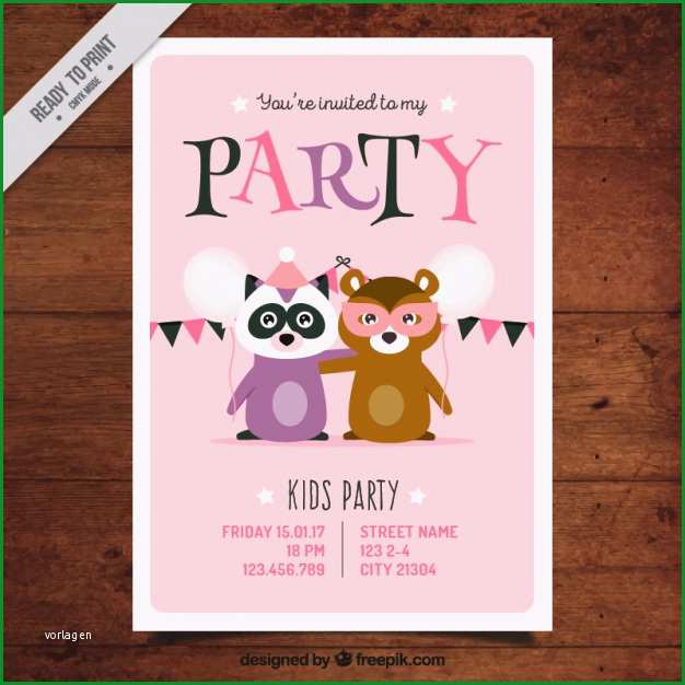 party einladung vorlage mit tieren