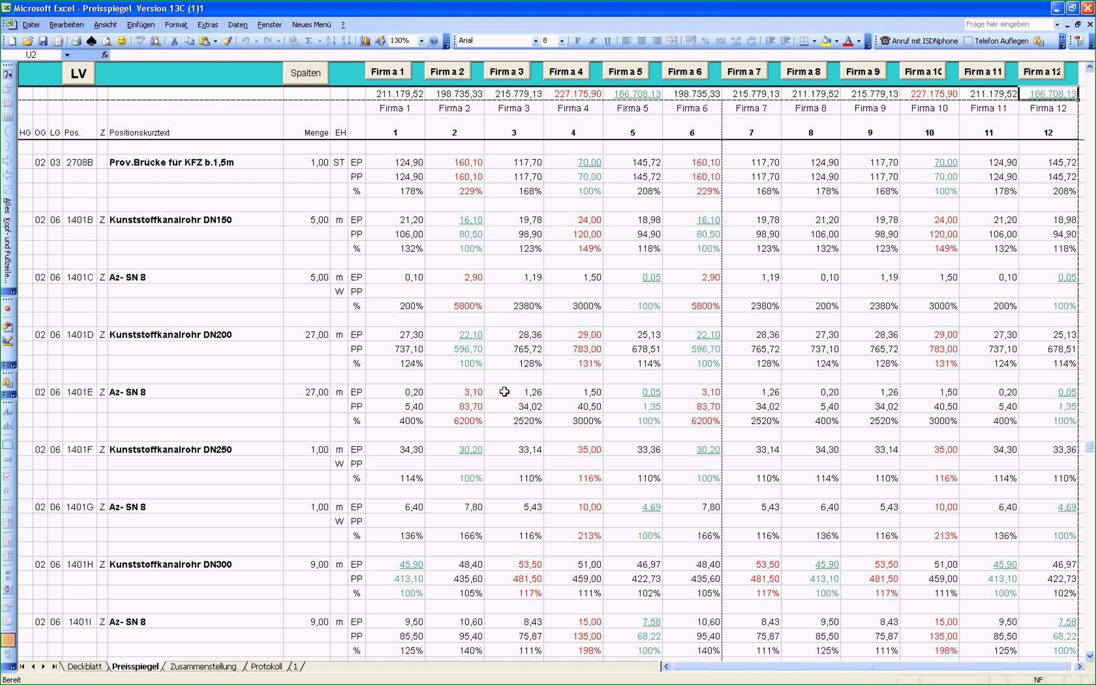 preisspiegel excel