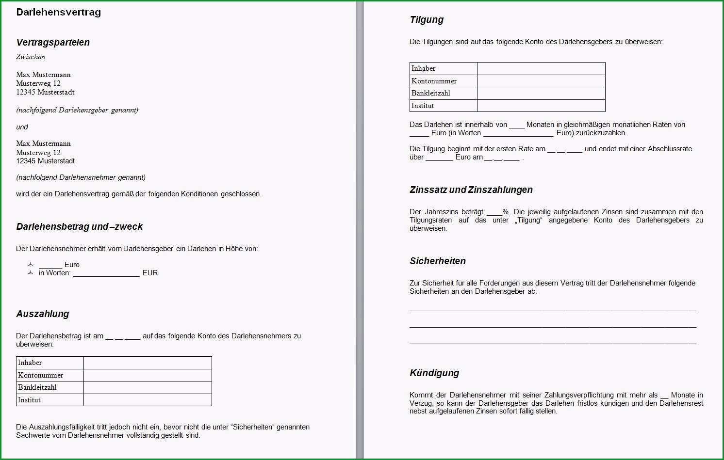 privater darlehensvertrag