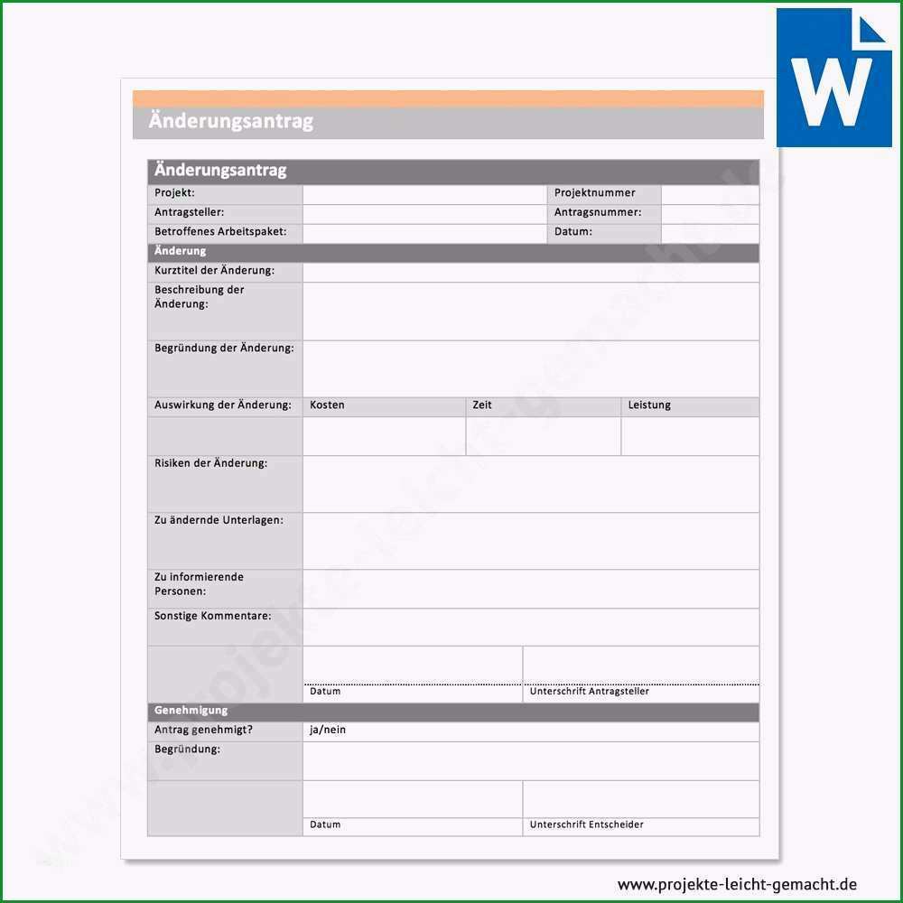 projektplan vorlage word erstaunlich vorlage anderungsantrag