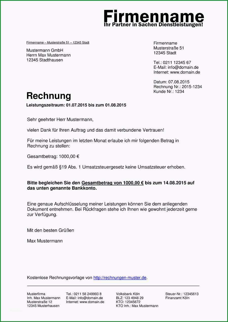 rechnung vermietung vorlage